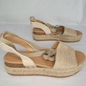 Soda Platform Jute Espadrille Sandal Shoe w/removeable ankle strap Size 10